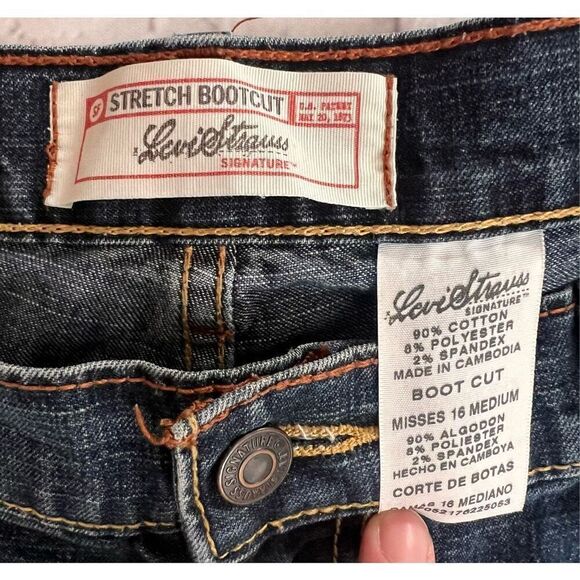 Levi Strauss Signature Juniors Size 16 Stretch Bootcut Jeans Dark Wash Denim - Picture 4 of 4